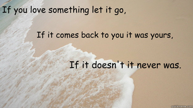 If you love something let it go,  If it comes back to you it was yours,  If it doesn't it never was.  - If you love something let it go,  If it comes back to you it was yours,  If it doesn't it never was.   beach quote