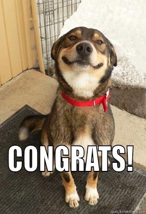 CONGRATS lol -  CONGRATS! Good Dog Greg