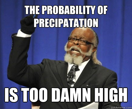 The probability of precipatation is too damn high  Too Damn High