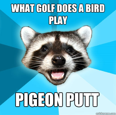 WHAT GOLF DOES A BIRD PLAY     PIGEON PUTT      Lame Pun Coon
