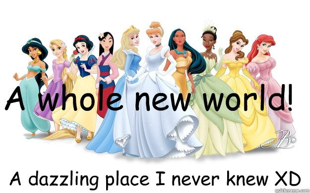 A whole new world! A dazzling place I never knew XD - A whole new world! A dazzling place I never knew XD  disney princesses