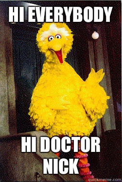 Hi everybody  Hi doctor nick - Hi everybody  Hi doctor nick  too Big Bird