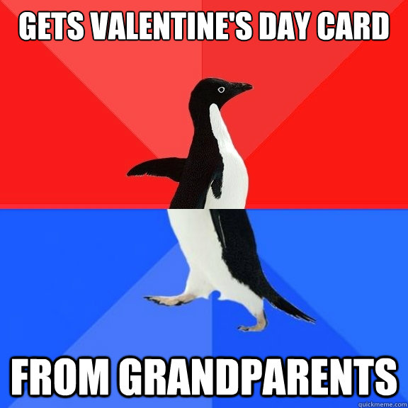 Gets Valentine's day card from grandparents  Socially Awksome Penguin