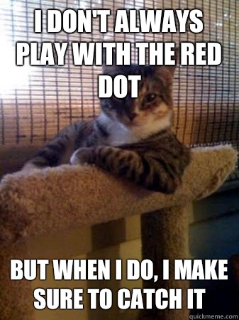 I don't always play with the red dot but when I do, I make sure to catch it  The Most Interesting Cat in the World