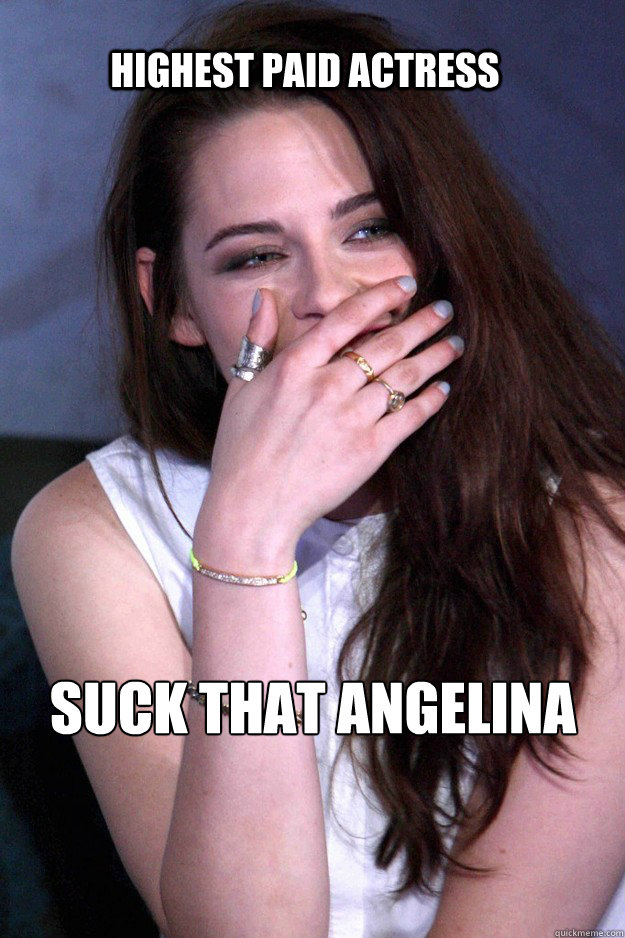 Highest paid actress  Suck that Angelina  Kristen Stewart Smiling