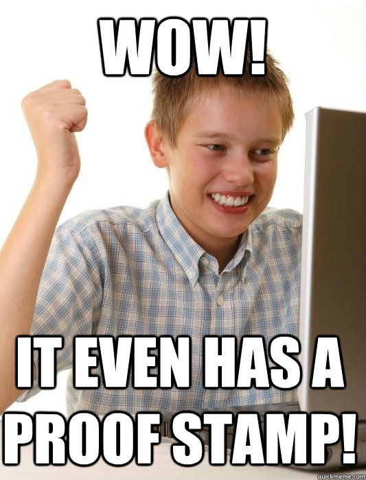 Wow! It even has a proof stamp!  First Day on the Internet Kid