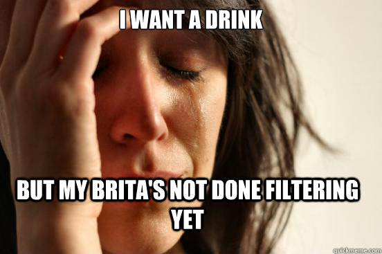 i want a drink but my brita's not done filtering yet  First World Problems