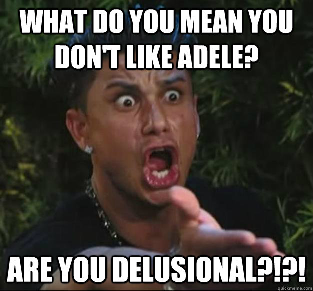 What do you mean you don't like Adele? Are you delusional?!?!  