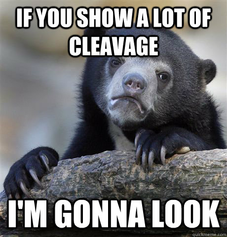 if you show a lot of cleavage i'm gonna look - if you show a lot of cleavage i'm gonna look  Confession Bear