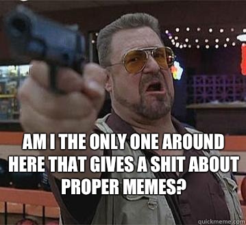  Am I the only one around here that gives a shit about proper memes?
   Pedantic Walter