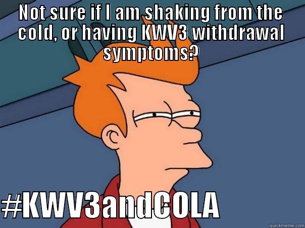NOT SURE IF I AM SHAKING FROM THE COLD, OR HAVING KWV3 WITHDRAWAL SYMPTOMS?  #KWV3ANDCOLA              Futurama Fry