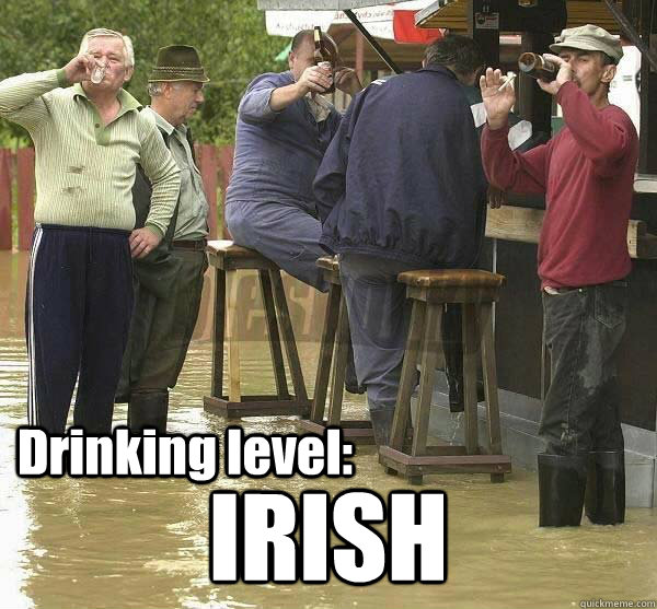Drinking level: IRISH  Drinking level Irish