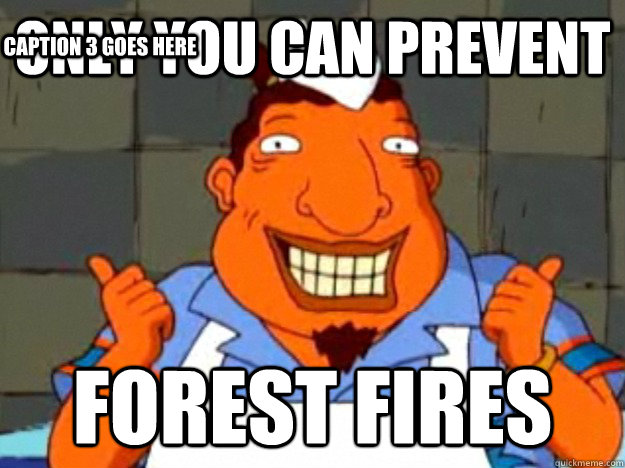 Only You can Prevent  Forest Fires  Caption 3 goes here  Bad Advice Tito