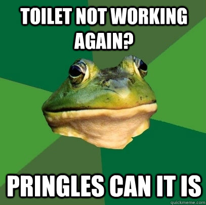 toilet not working again? pringles can it is  Foul Bachelor Frog