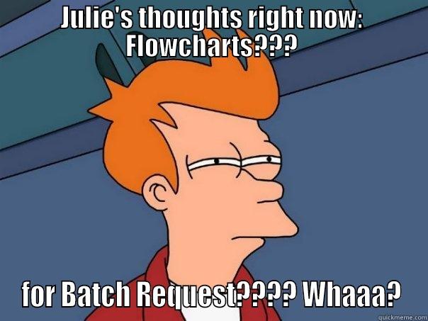 JULIE'S THOUGHTS RIGHT NOW: FLOWCHARTS??? FOR BATCH REQUEST???? WHAAA? Futurama Fry