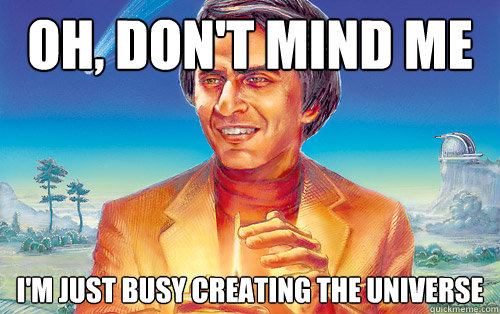 Oh, Don't Mind Me I'm just busy creating the universe  Carl Sagan