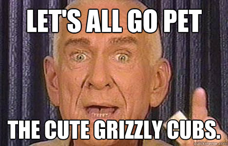 Let's all go pet The cute Grizzly cubs. - Let's all go pet The cute Grizzly cubs.  Historically Bad Advice Guy