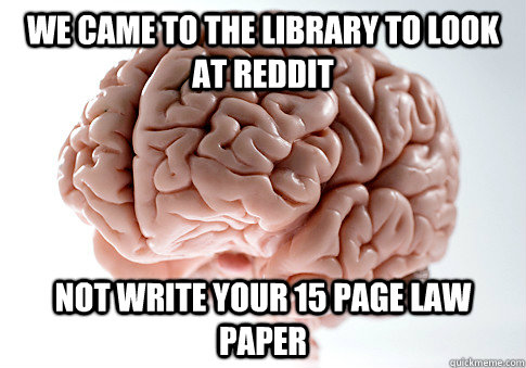 We came to the Library to look at Reddit Not write your 15 page Law paper - We came to the Library to look at Reddit Not write your 15 page Law paper  Scumbag Brain