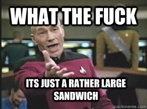 What the fuck its just a rather large sandwich  Annoyed Picard