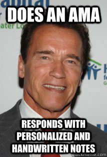 Does an ama responds with personalized and handwritten notes  