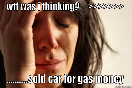 WTF WAS I THINKING?     >>>>>>> ...........SOLD CAR FOR GAS MONEY First World Problems
