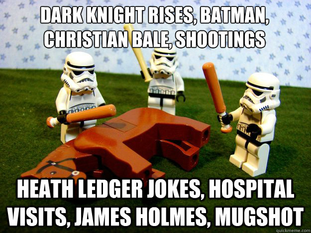 dark knight rises, batman, christian bale, shootings heath ledger jokes, hospital visits, james holmes, mugshot  Dead Horse