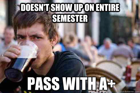 Doesn't show up on entire semester Pass with a+  Lazy Senior