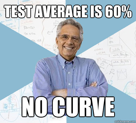 test average is 60% no curve  EngineeringProfessor
