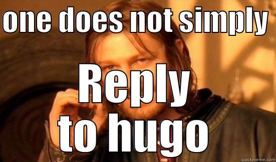 ONE DOES NOT SIMPLY  REPLY TO HUGO Boromir