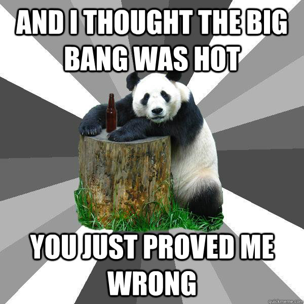 and I thought the big bang was hot you just proved me wrong  Pickup-Line Panda