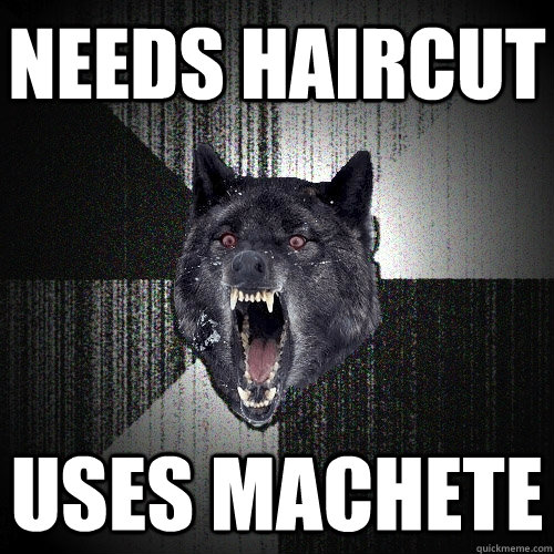 Needs haircut uses machete  Insanity Wolf