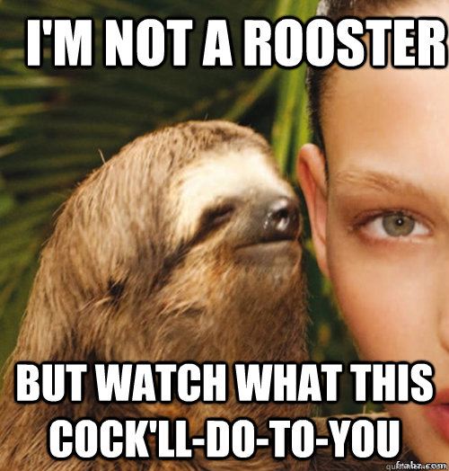 i'm not a rooster  but watch what this cock'll-do-to-you  rape sloth