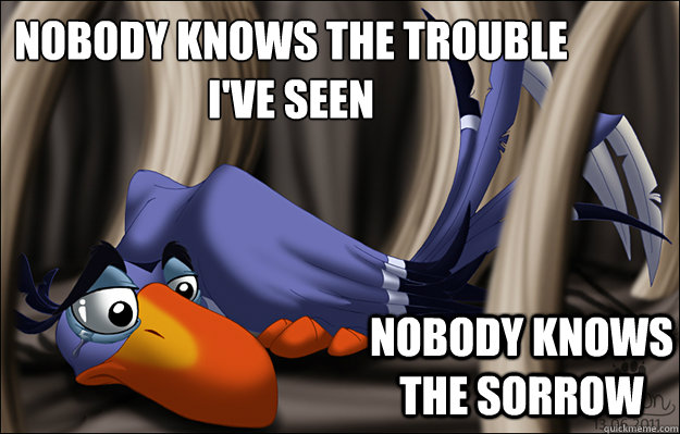 Nobody knows the trouble I've seen
 NObody knows the sorrow - Nobody knows the trouble I've seen
 NObody knows the sorrow  Misc