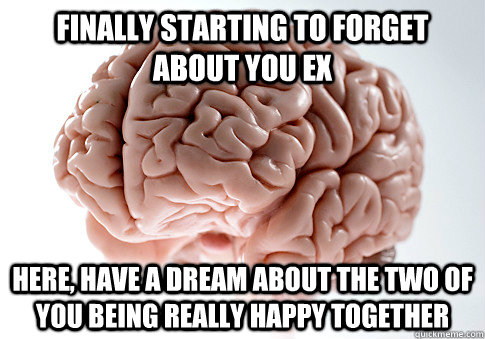 Finally starting to forget about you ex Here, have a dream about the two of you being really happy together  Scumbag Brain