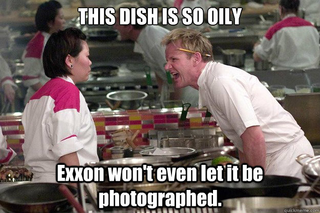 THIS DISH IS SO OILY Exxon won't even let it be photographed. - THIS DISH IS SO OILY Exxon won't even let it be photographed.  Misc