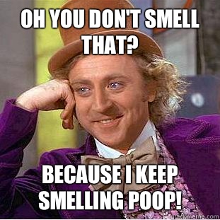Oh you don't smell that?  Because I keep smelling poop!   Condescending Wonka