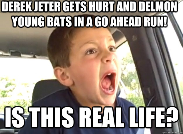 DEREK JETER GETS HURT AND DELMON YOUNG BATS IN A GO AHEAD RUN! IS THIS REAL LIFE? - DEREK JETER GETS HURT AND DELMON YOUNG BATS IN A GO AHEAD RUN! IS THIS REAL LIFE?  David After Dentist