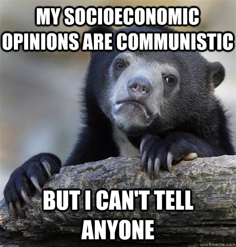My socioeconomic opinions are communistic But I can't tell anyone - My socioeconomic opinions are communistic But I can't tell anyone  Confession Bear
