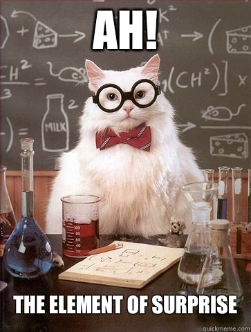 Ah! The element of surprise  Chemistry Cat