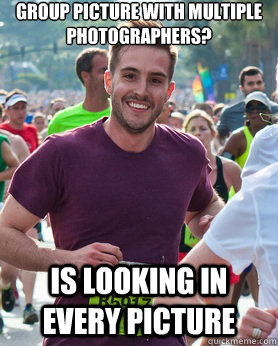 Group picture with multiple photographers? is looking in every picture  Ridiculously photogenic guy