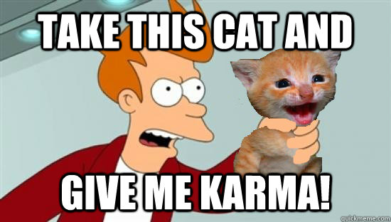 Take this cat and give me karma! - Take this cat and give me karma!  GIVE ME KARMA!