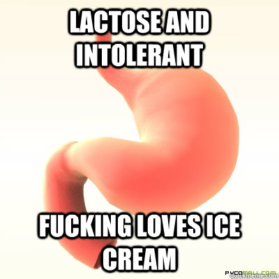 Lactose and Intolerant FUCKING LOVES ICE CREAM - Lactose and Intolerant FUCKING LOVES ICE CREAM  Scumbag Stomach