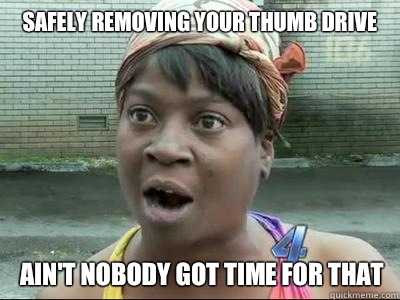Safely removing your thumb drive AIN'T NOBODY GOT time FOR THAT - Safely removing your thumb drive AIN'T NOBODY GOT time FOR THAT  Misc