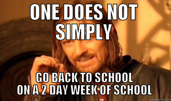 ONE DOES NOT SIMPLY GO BACK TO SCHOOL ON A 2 DAY WEEK OF SCHOOL Boromir