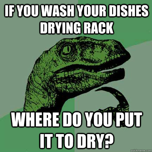 If you wash your dishes drying rack Where do you put it to dry? - If you wash your dishes drying rack Where do you put it to dry?  Philosoraptor