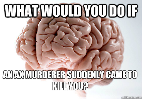 what would you do if an ax murderer suddenly came to kill you? - what would you do if an ax murderer suddenly came to kill you?  Scumbag Brain