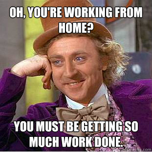 Oh, you're working from home? You must be getting SO much work done.  Willy Wonka Meme