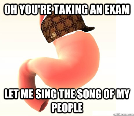 Oh you're taking an exam let me sing the song of my people  