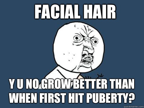 Facial hair Y u no grow better than when first hit puberty?  Y U No