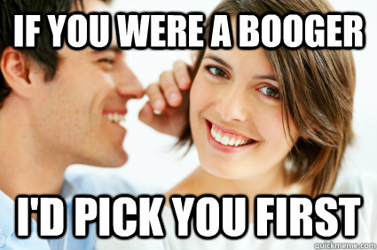 If you were a booger I'd pick you first - If you were a booger I'd pick you first  Bad Pick-up line Paul